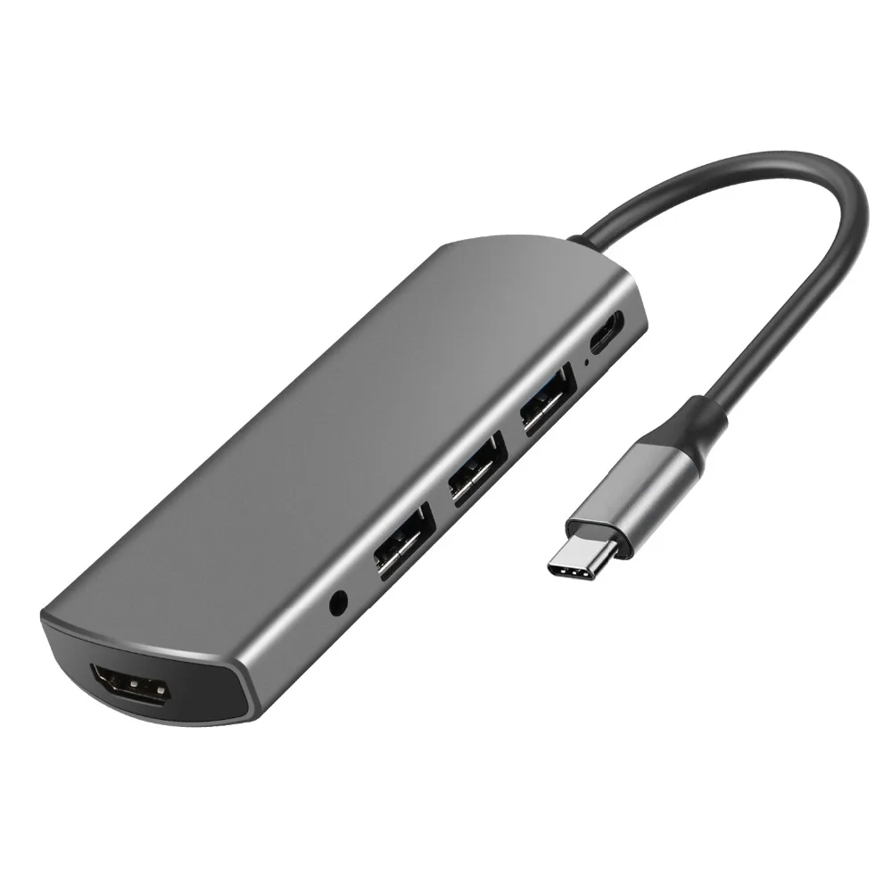 DeepFox USB C концентратор для Мульти USB 3,0 HDMI аудио разъем адаптер док-станция для MacBook Pro аксессуары с PD