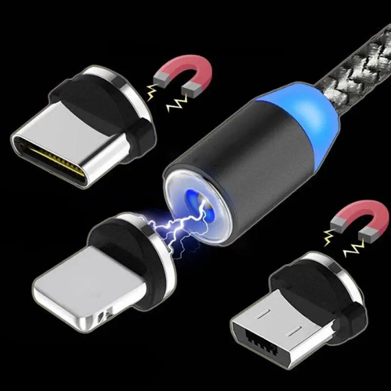 Usb кабель с магнитной головкой и адаптером для Android IPhone Type C пылезащитный Разъем