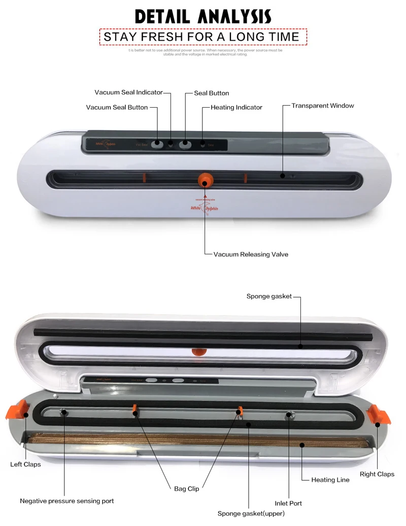 Household Food Vacuum Sealer Packaging Machine Automatic Electric Film Food Sealer Vacuum Packer Bags For Storage