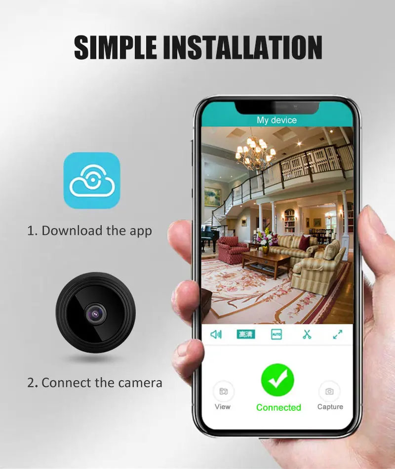 Mini Camera HD 720P Sensor Night Vision Camera Sports Mini Camera Sports Video Mini Camera WiFi Connection 90° Viewing Angle mini dv camcorder