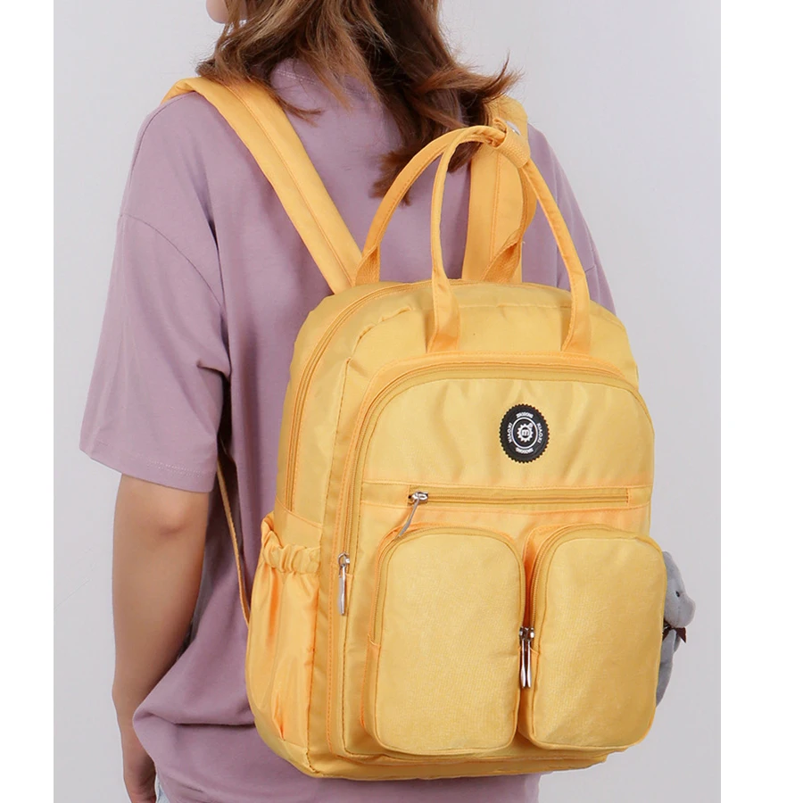 Модный женский рюкзак, водонепроницаемый, нейлон, мягкая ручка, Одноцветный, много карманов, для путешествий, на молнии, Mochila Feminina, школьные сумки