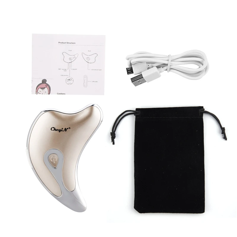 Electric Gua Sha Board Facial Massager Face Lifting Scraping Tool Microcurrent Massage Guasha Plate Wrinkle Removal Slimming 48