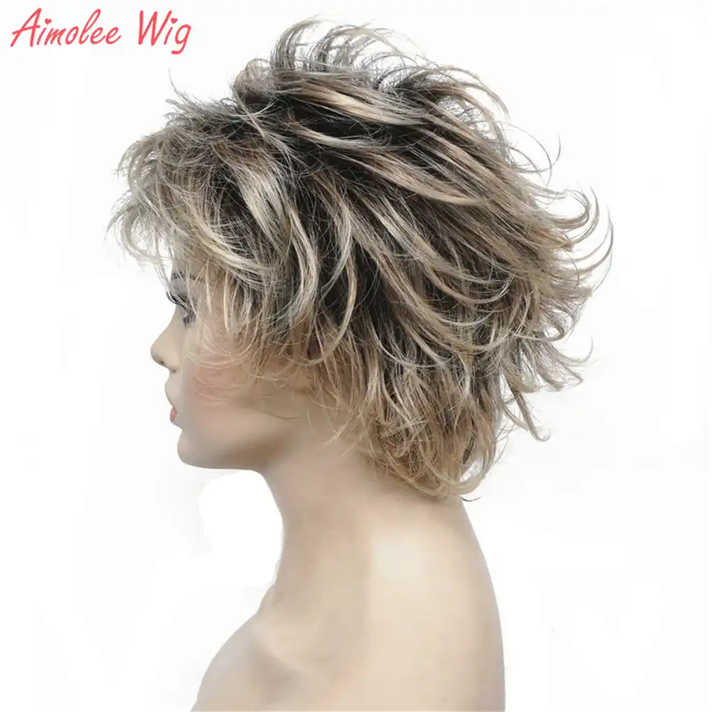 Zhenskie Sinteticheskie Pariki Korotkie Pryamye Sloistye Pixie Cut Bloned Natura Parik Volos Aliekspress