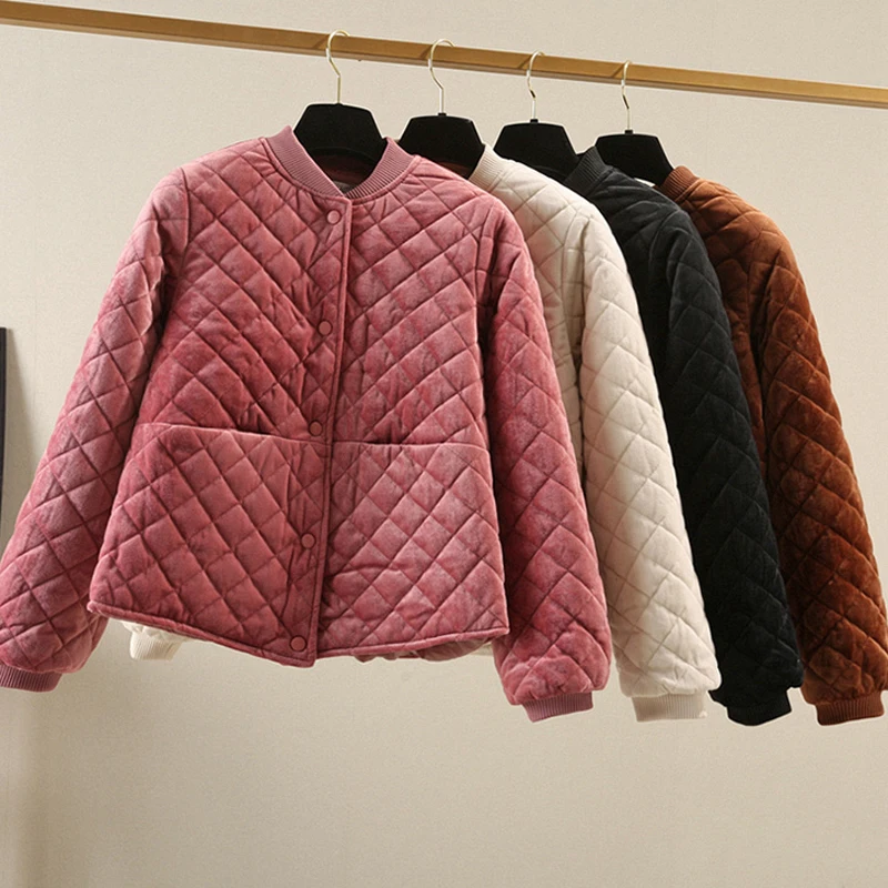 

2019 Spring and autumn 4 Color Women fashion Loose Jackets Coats Female Casual Thicken Single Breasted Parkas Women
