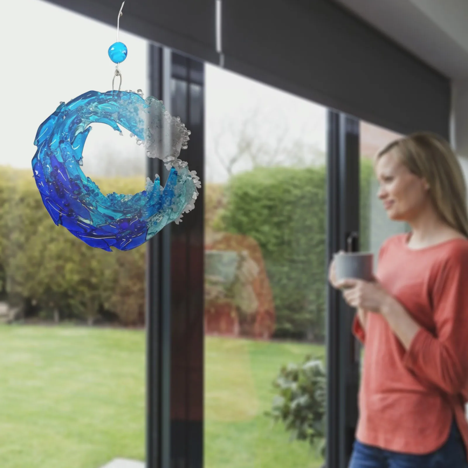 Fused Ocean Suncatcher Ornament Glass Wave Sun Acrylic Outdoor Indoor Ocean Catching Decoration Home Decor Children Gift #LR3 4