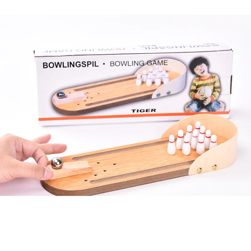 

Mini Bowling Games Wooden Miniature Bowling Ball Set For Kids Adults Party Fun Montessori Toys Children's Toy Montessori Game