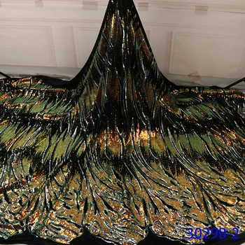 

New Arrival Nigerian Lace Fabrics Sequin Lace Fabric 2019 High Quality Lace Velvet African Lace Material For Asoebi GD3029B-3