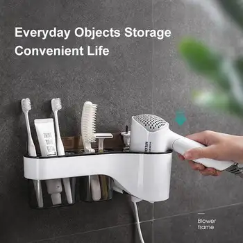 

Wall Mounted Bathroom Shelf Hair Dryer Rack Hanging Makeup Cosmetics Storage Drawer Rack Hair Dryer Holder Fixture Organizer