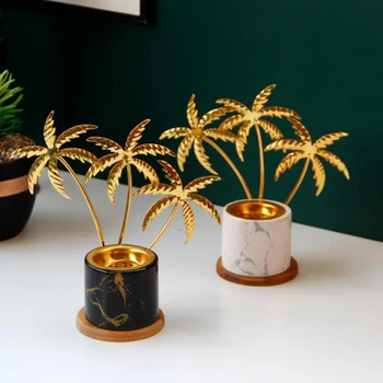 

Metal Ceramic Incense Burner Middle East Arab Golden Aromatherapy Oven Nordic Golden Iron Censer Desktop Decoration