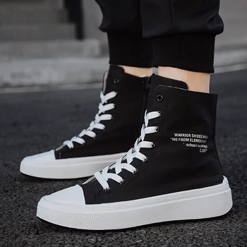 

Fashion Sneakers Men Canvas Shoes High Top Male Brand Footwear Men's Casual Shoes Fashion Black Sneakers Two Different Upper