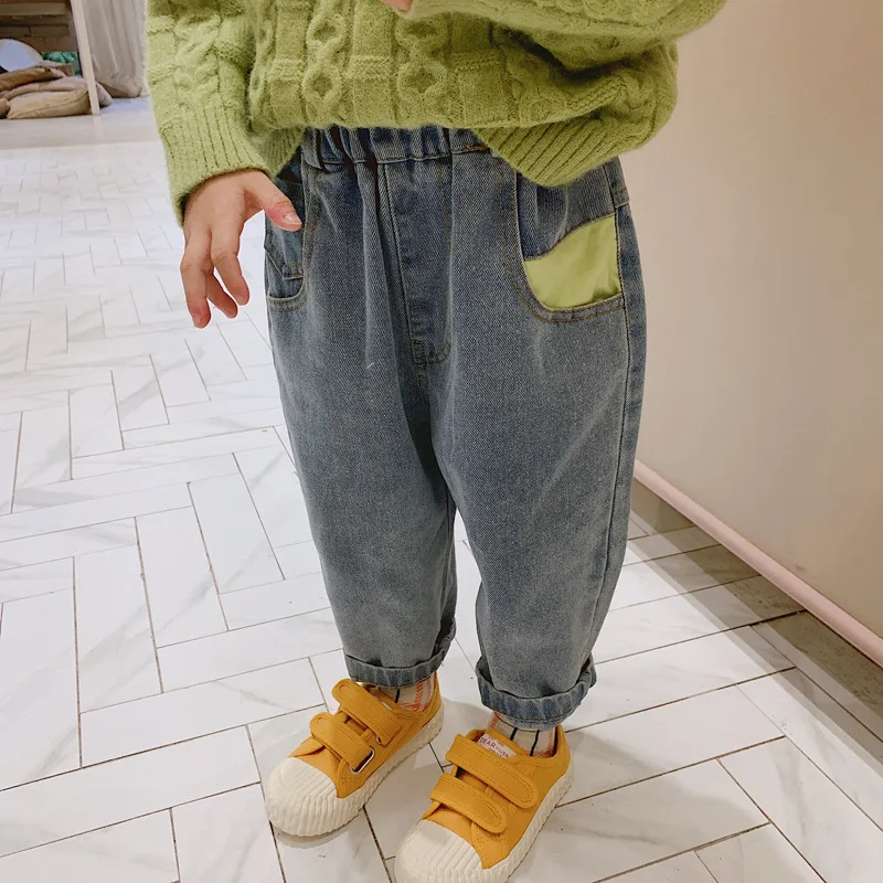 Kids Jeans Baby Girls Loose Harem Pants Boys Clothing Children Fall Winter Casual Toddler Ruffle Jeans Denim Elastic Trousers
