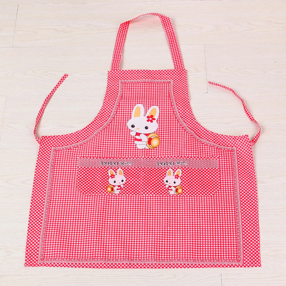 1PC Cooking Apron Cartoon Kitchen Rabbit Sleeveless Double Pocket Household Cleaning Aprons for Adults Women Lady Cloth Protect