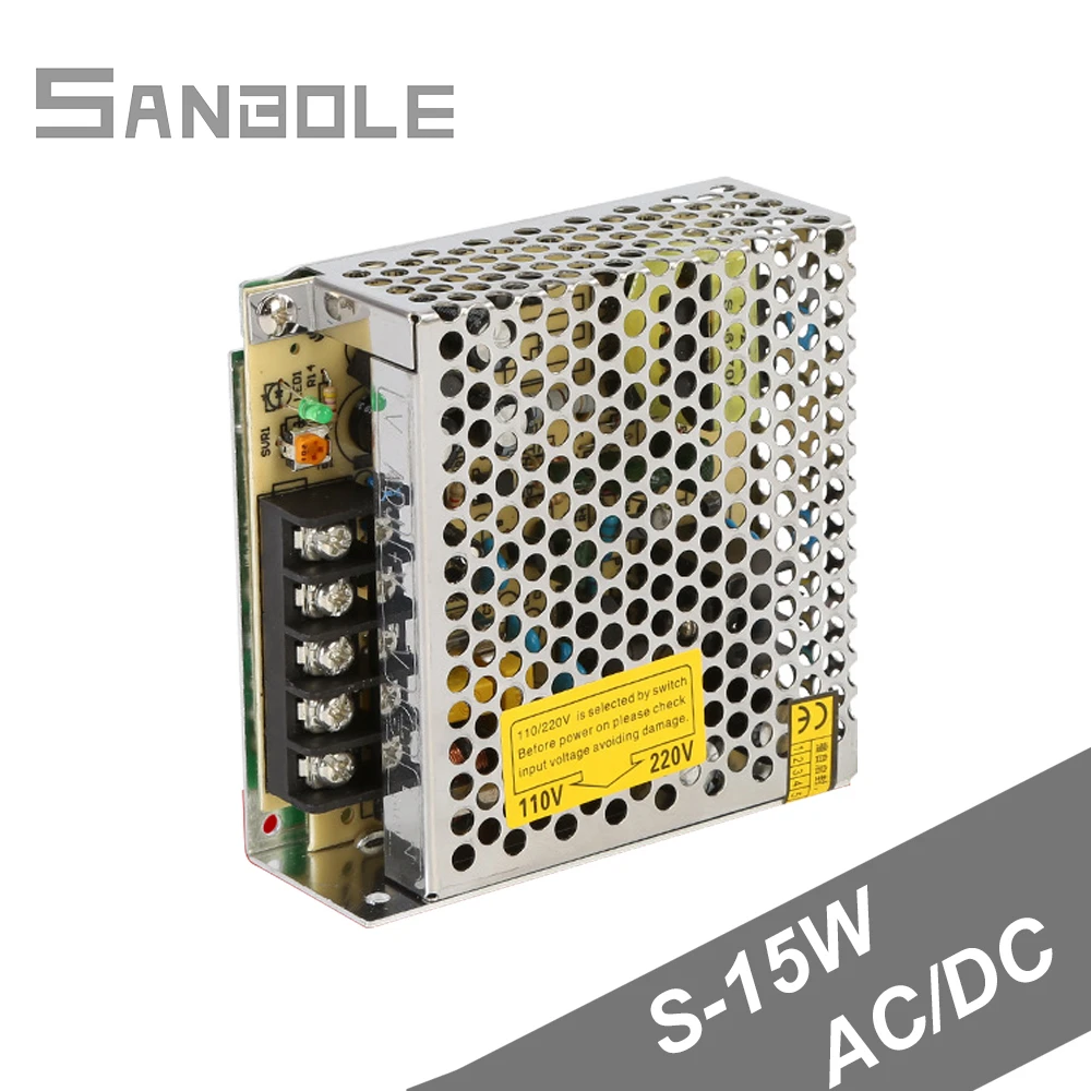 S-15W-12V алюминиевый корпус промышленный монитор импульсный источник питания 24 В низкая защита напряжения Светодиодная лента ac-dc один выход