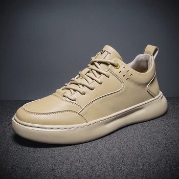 

2020 Fashion Casual Shoes For Men White Leather Men Shoes Comfortable Casual Footwear For Youth Designer Sneakers Men Size 38-44