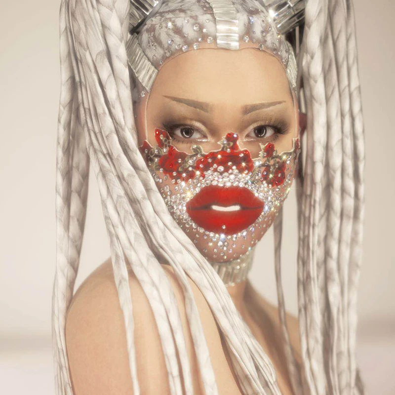 ZIMO Rhinestone Crystal mouth face Mask designer Christmas Party CLUB Funny Prop Stage Accessories Mask Singer personalized