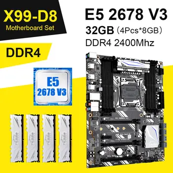 

X99 D8 Gaming Motherboard combo With E5 2678 V3 CPU 2.5G 4PCS 8GB 2400MHz DDR4 Memory NVME M.2 Slot LGA2011-3 Mianboard USB3.0