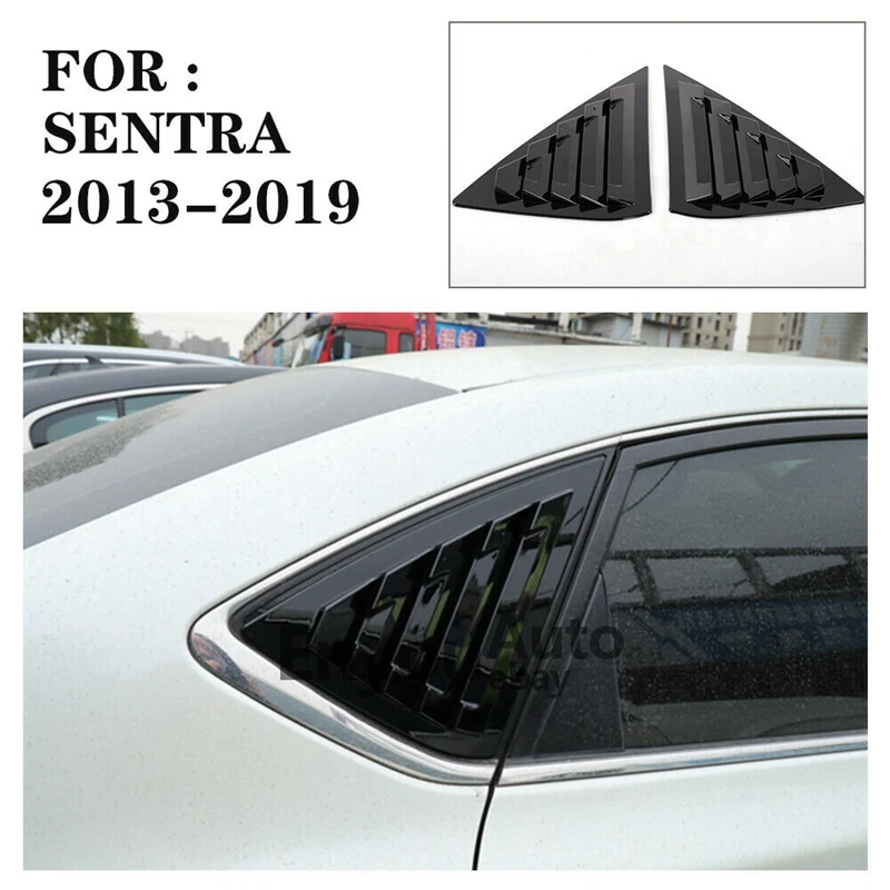 2X Sport Style Gloss Black Print Quarter Window Scoops Louvers for