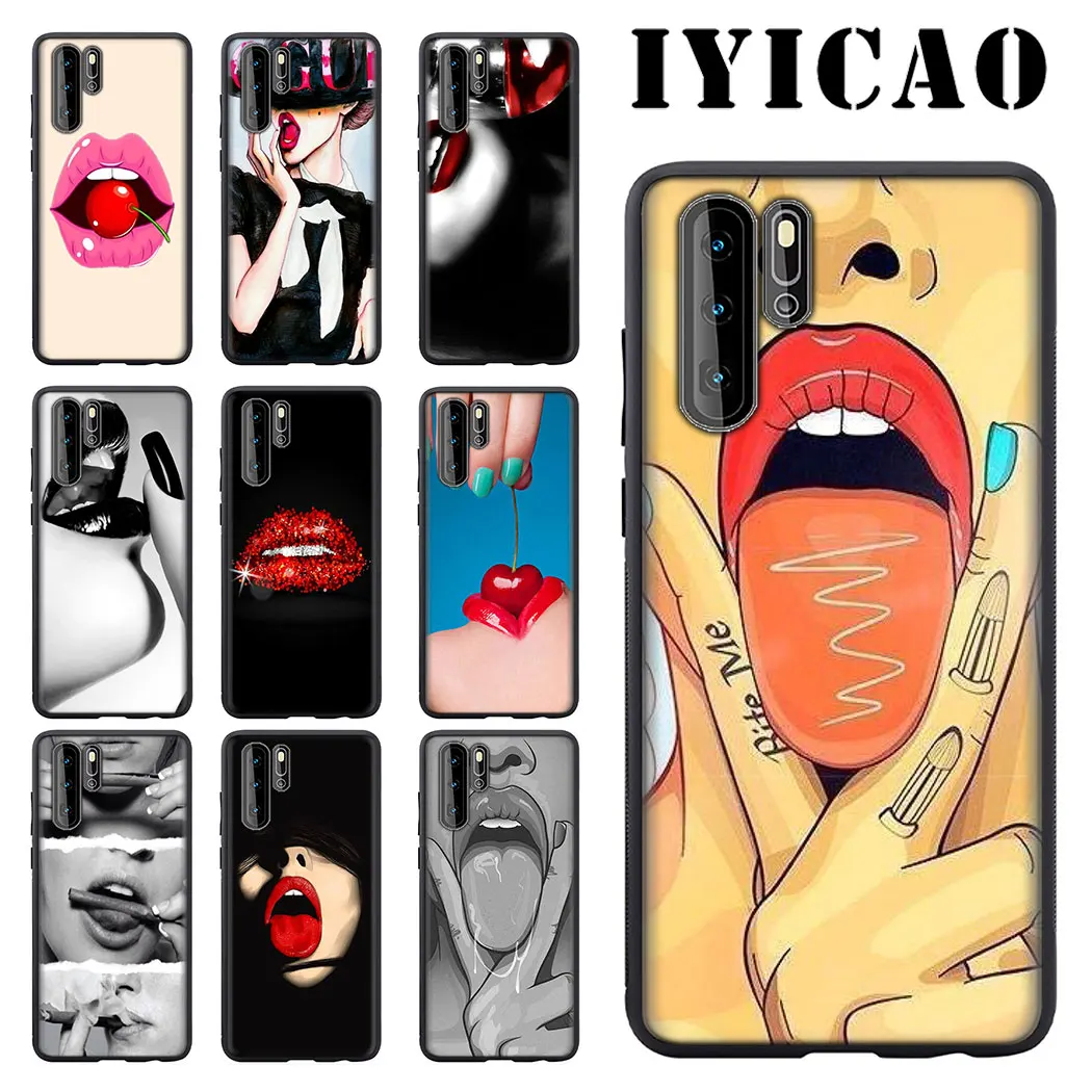 

IYICAO sexy woman girl lips Soft Silicone Phone Case for Huawei Y5 Y6 2017 Y6 Y7 Prime 2018 Y9 2019 Mate 10 20 Pro Lite Cover