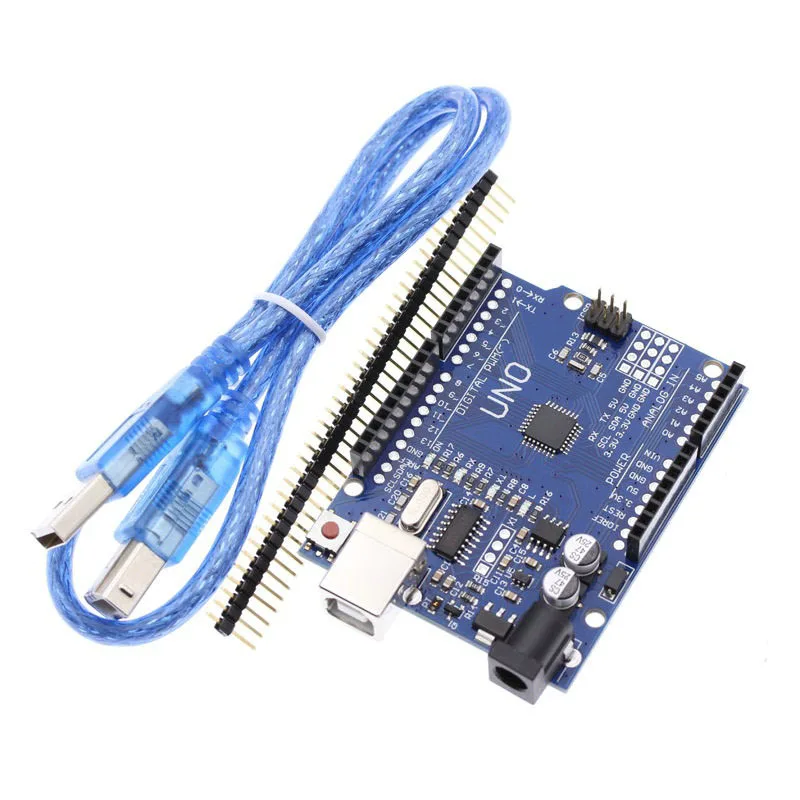 UNO and Cable Для Arduino UNO R3 CH340G MEGA328P чип 16 МГц ATMEGA328P-AU макетная плата интегральные схемы комплект чехол+ USB кабель - Цвет: UNO and Cable