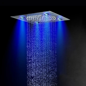 

Home Improvement Ceiling Shower Heads Rainfall LED Showerhead Spa Massage Head 304 Stainless Steel 32cm Black Shower Panel Brush