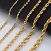 Width 2/4/6mm Stainless Steel Gold Rope Chain Necklace Statement Swag 316L Stainless Steel Twisted Necklace Chain Gold ► Photo 1/4