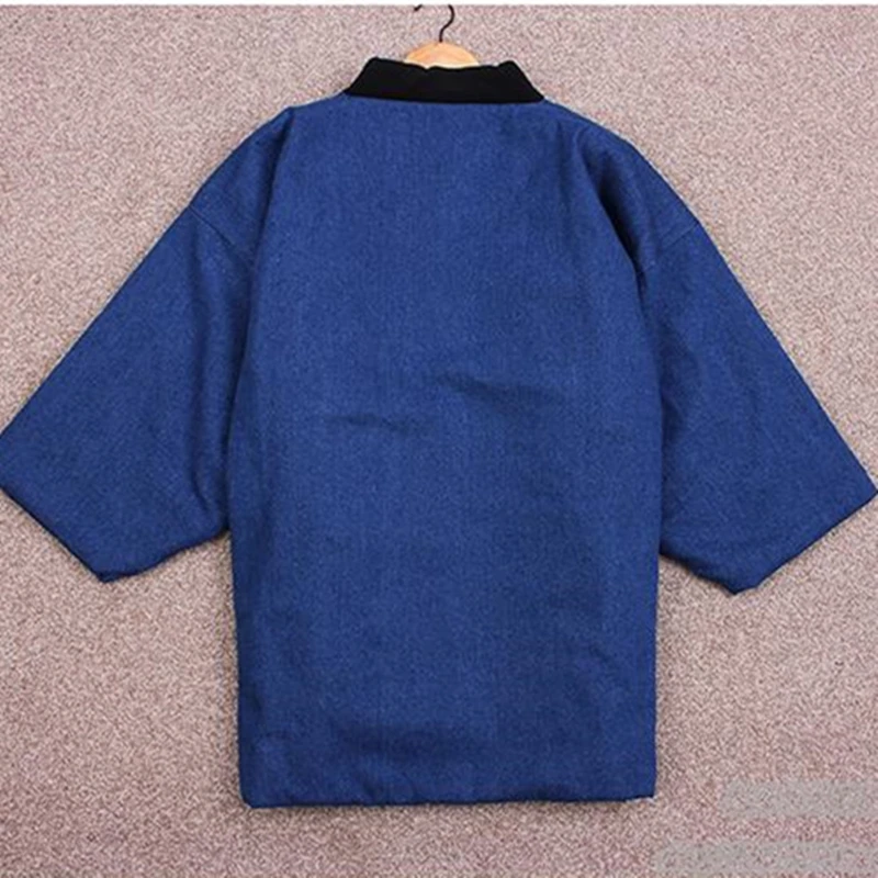 Japanese Men Hanten Winter Warm Wadded Cotton Kimono Haori Coat Outterwear Casual Home Clothes Men Loose Overcoat DH051