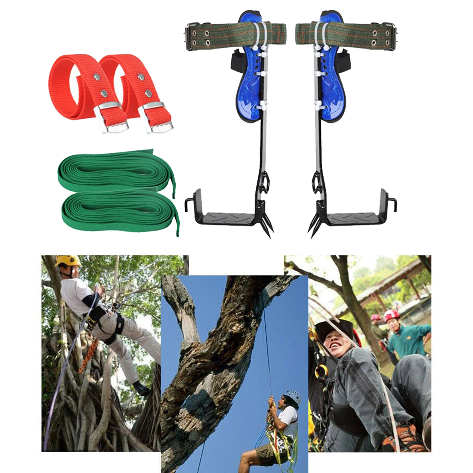Adjustable Tree Climbing Spike  &  Straps Rope Set 100kg Loading, Easy to Carry and Light in Weight
