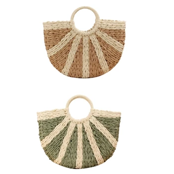 

AUAU-Fashion One-Shoulder Straw Bag Mori Hand-Woven Bag Casual Wild Large-Capacity Beach Bag