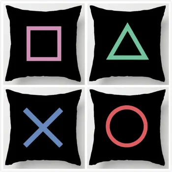 

Customized Hot Sale Luxury Printing Style Custom Playstation Buttons Funny Vintage Style Square Pillowcase Throw Pillow Cover