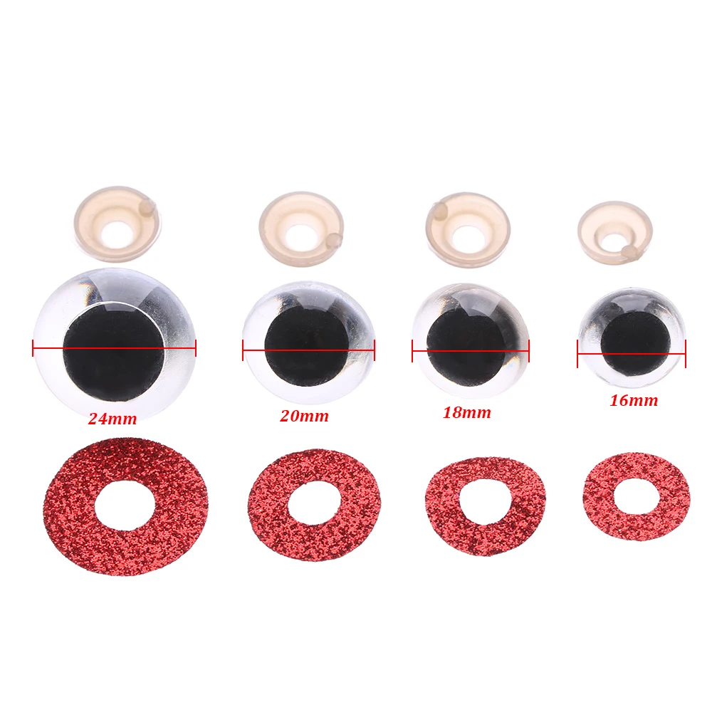 10PCS 16/18/20/24mm Doll Glitter Safety Eyes Findings Stuffed Toys Round Plastic Hard Washer Clear Plush Doll Triangle Eyes plastic safety eyes,safety eyes,doll accessories,doll accessories toys