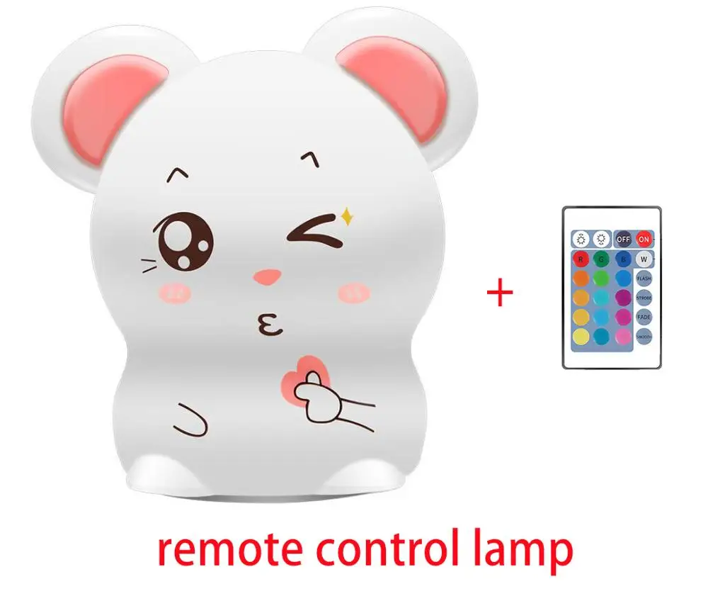 Сенсорный цветной светодиодный ночник RGB силиконовый USB Перезаряжаемый прикроватный светильник для спальни для детей - Испускаемый цвет: remote control lamp