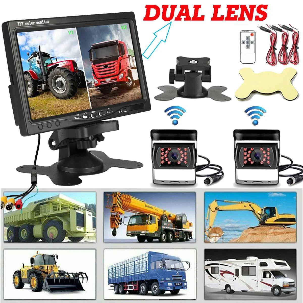 

New 7" Wireless Car monitor TFT HD Night Vision 18 LED Car Backup Rear Cameras Reverse Monitor For Truck Parking Rearview System