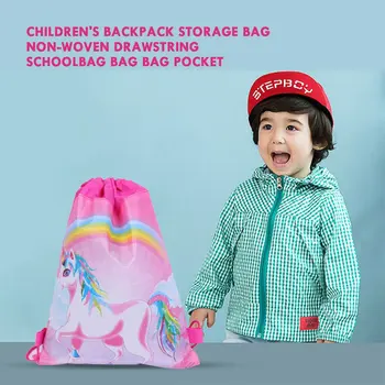 

Children Backpack Neutral Storage Bag Non-Woven Drawstring School Bag Unicorn Cartoon Backpack Cute Drawstring Bag