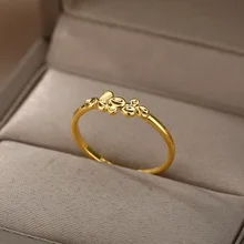 

Flower Leaf Rings For Women Stainless Steel Leaves Aesthetic Ring 2021 Trend Luxury Wedding Couple Jewelry Gift anillos mujer