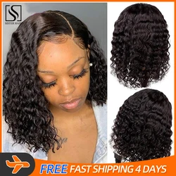 13x4 Water Wave Bob Wig Lace Front Wigs For Women Lace Frontal Wig Brazilian Hair Human Hair Deep Wave Bob Pre Plucked