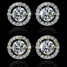 Роскошные женские хрустальные белые циркониевые серьги-гвоздики простые серебряные золотые круглые серьги винтажные свадебные серьги для женщин