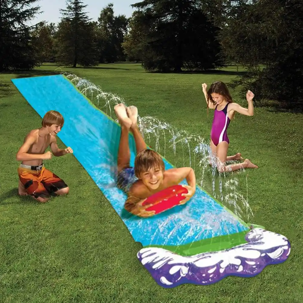 4.8 m Double Lane Lawn Water Slide Slip and Slide with Water Spray Function Summer Water mat Garden Slide for Children Kid Fun Games and Toys