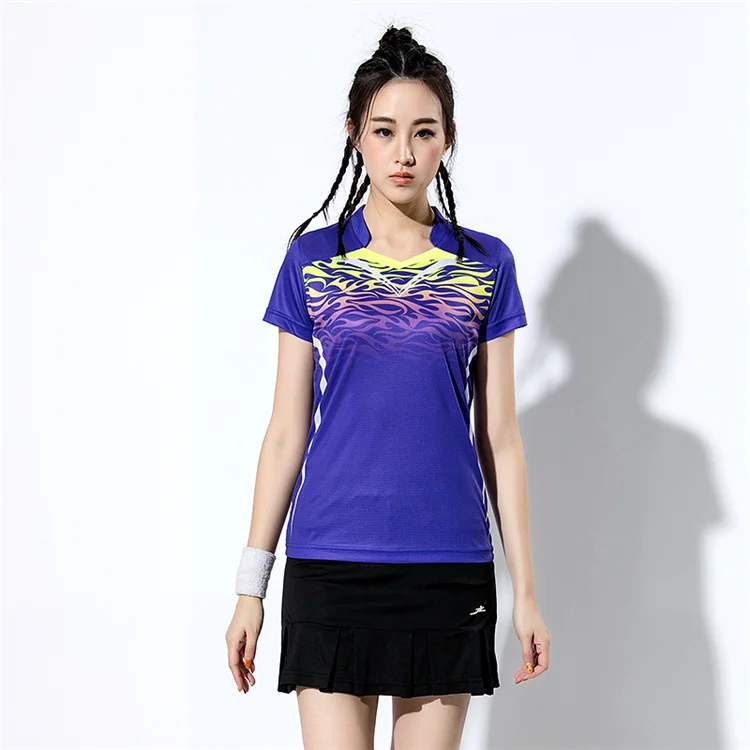 Quick-drying Volleyball Suit Group Purchase Custom Printed Short-sleeved T-shirt for Men and Women Sports Competition Badminton - Цвет: B2606female4