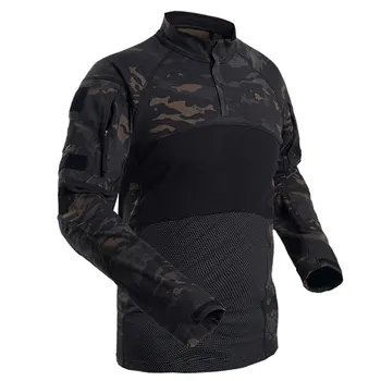 

Sports Cotton Elastic T-Shirt Tactical Long Sleeve Quick-Dry Shirt - (MCBK) S/M/L/XL/XXL