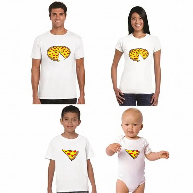 Хлопковая забавная семейная одежда для папы и сына; Семейные комплекты; Футболка с принтом пиццы для папы, мамы, детей; комбинезон для ребенка