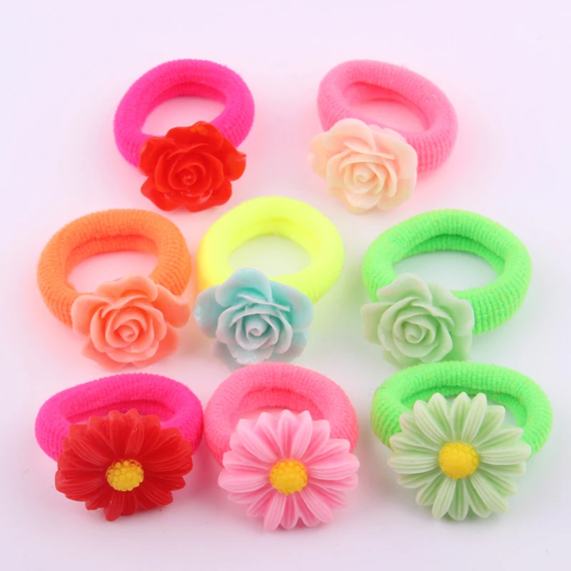 20 шт Хлопковые резинки для волос с цветочком 2 5 см|hair band|girls hairgirls hair accessories |