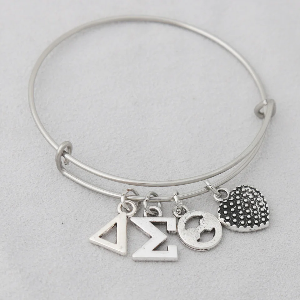 Модный сплав Delta Sigma Theta очаровательный браслет из нержавеющей стали греческие буквы DST расширяемые проволочные браслеты