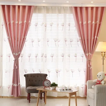 

Modern Curtains for Living Dining Room Bedroom Simple Dandelion Embroidery Curtains Morden Tulle Finished Product Customization