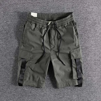 

2020 Tooling pocket youth sports wear quick drying elastic comfortable drawcord European and American men's casual shorts 0114