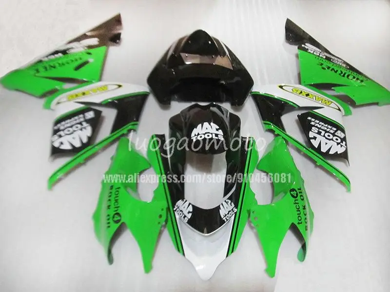 Зеленые Черные Пластиковые обтекатели для Kawasaki Zx10r 2004 комплекты кузова 04 всего