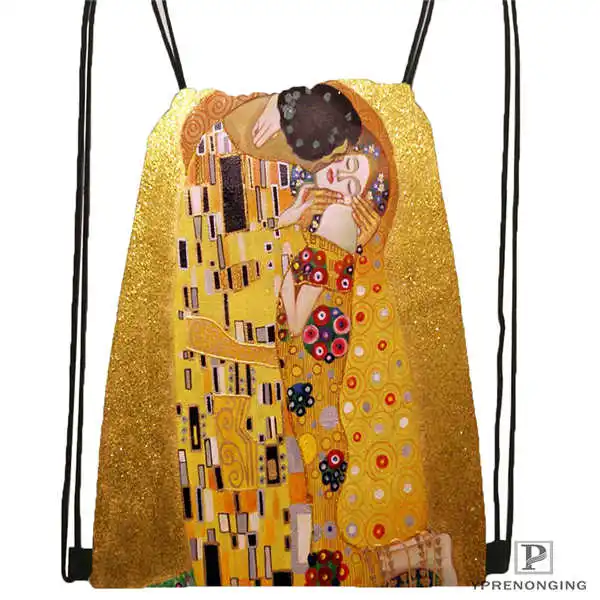 Custom Gustav Klimt походная сумка на шнурке милый рюкзак для детей(черная спинка) 31x40 см#180531-03-15 - Цвет: Drawstring Backpack