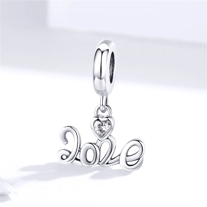 Fit Pandora браслет DIY 925 серебро Циркон Сердце амулеты S925 арабский цифровой год бусины для изготовления ювелирных изделий