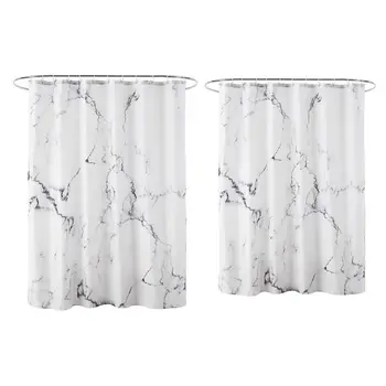 

Marble Bathroom Shower Curtain,Grey and White Fabric Shower Curtain with Hooks,Unique 3D Printing,Decorative Bathroom