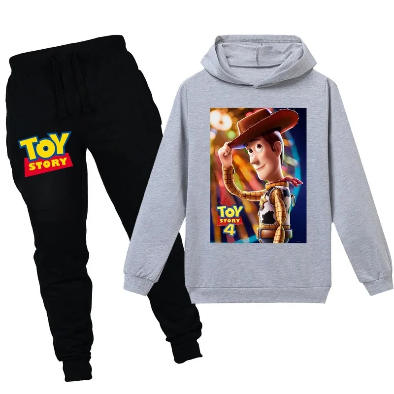 Toy Story 4/повседневные комплекты футболка с длинными рукавами и штаны костюм с капюшоном для мальчиков и девочек детская одежда для сна спортивный костюм со свитером