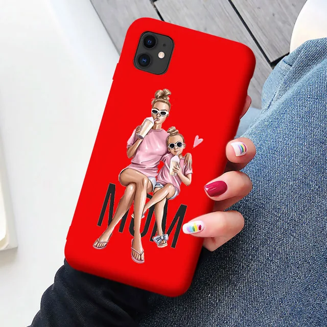 Детская мышь мама мышь супер мама девочка чехол для телефона для iphone 11 Pro Max X XS Max XR красный супер мама семья для iphone 7 6s 8 Plus - Цвет: Red MOM 5